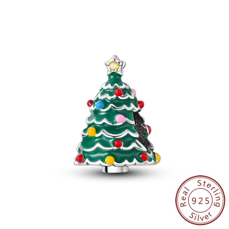 Christmas Series Charms Beads Copper Christmas Tree Snowman Elk Charm Fit Original Bracelet Pendent Women Jewelry