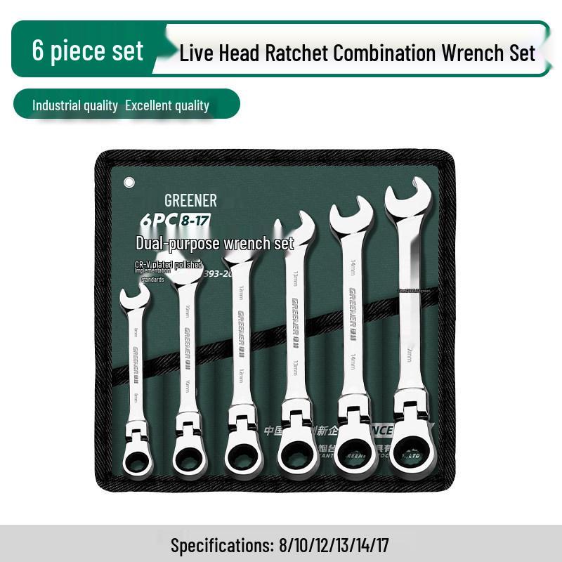 Green Forest Dual-Purpose Ratchet Wrench with Mirror Finish