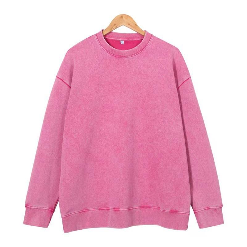 Herren Übergroßes Gewaschenes Baumwoll Rundhals Sweatshirt Lockere Passform Streetwear Herbst Winter Lässiges Oberteil