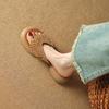 Tassel flip-flops frosted leather cool slippers women's 2025 summer new fashion sandals mid-heel toe slippers