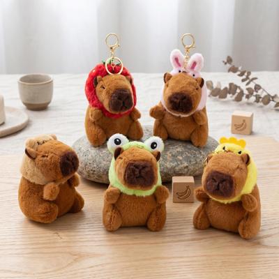 Capybara Plush Keychain with Detachable Hat