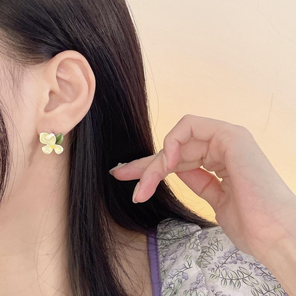 French Earrings Gardenia Flower Stud Earrings Niche Earrings for Women Jewelry Gift
