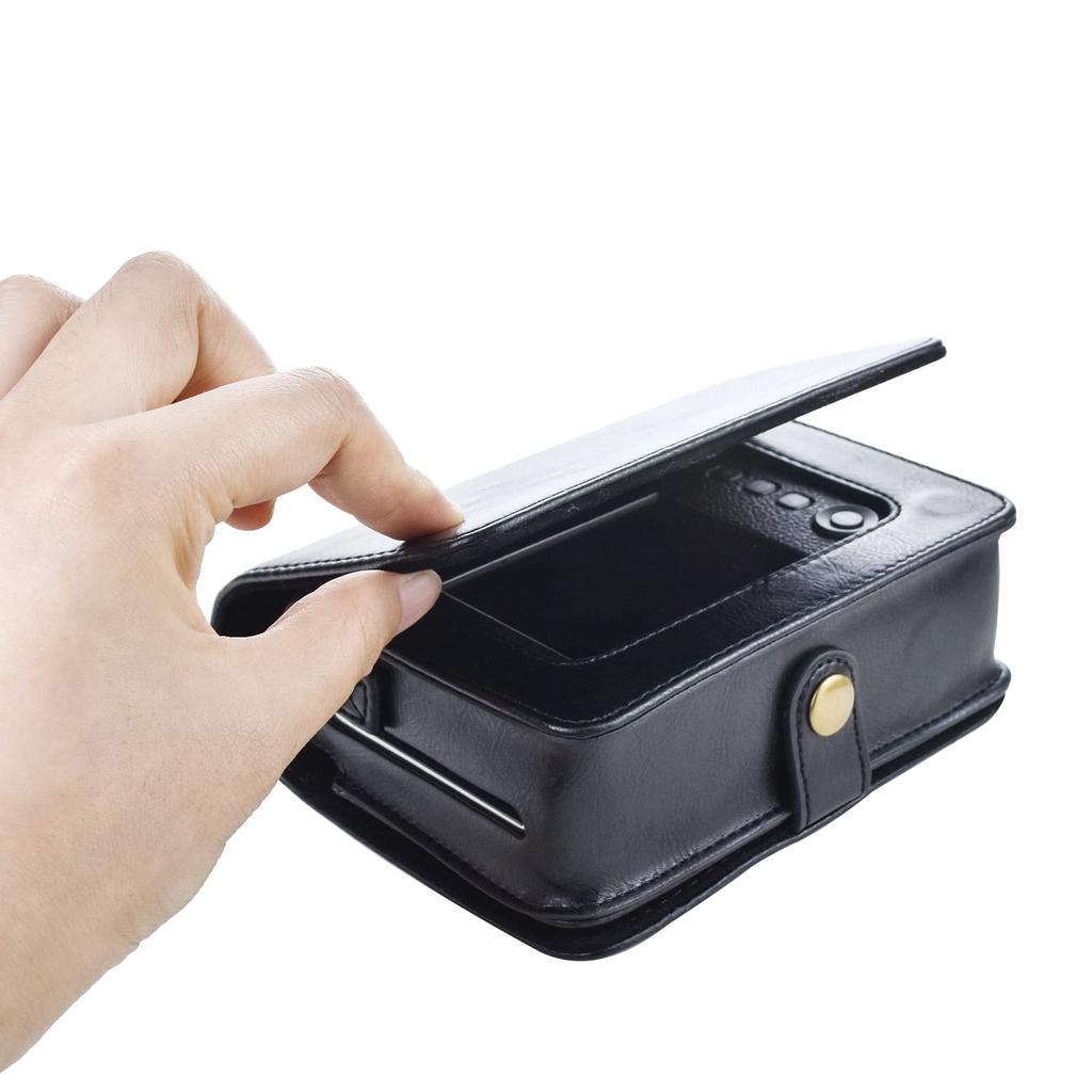 Rieibi Mini EVO Case Retro PU Leather Protective Case for Fujifilm Instax Mini EVO Instant Camera Detachable Case with Adjustable Shoulder Strap Black