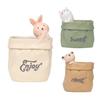 Xiaobudian Wrinkled Paper Bag Pen Holder with Animal Decor, Resin Desk Organizer & Succulents Planter, Cute Stationery Gift for Students Office