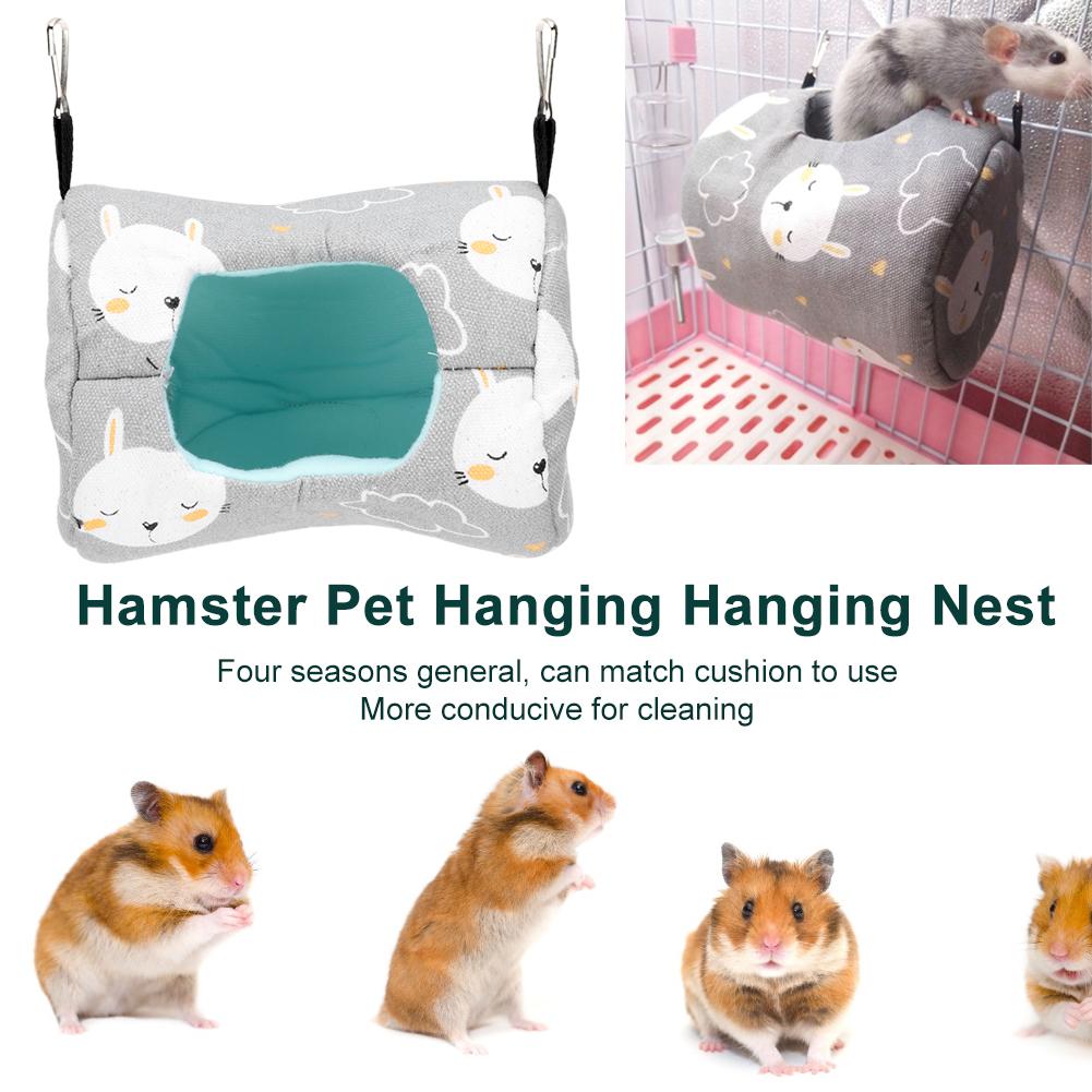 Four Seasons Canvas Gray Hamster Hammock Hanging House Nest for Chinchillas Small PetsGray Small Rabbit
