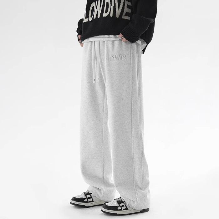 New trendy sweatpants men's new casual pants large size loose straight pants spring wide-leg pants