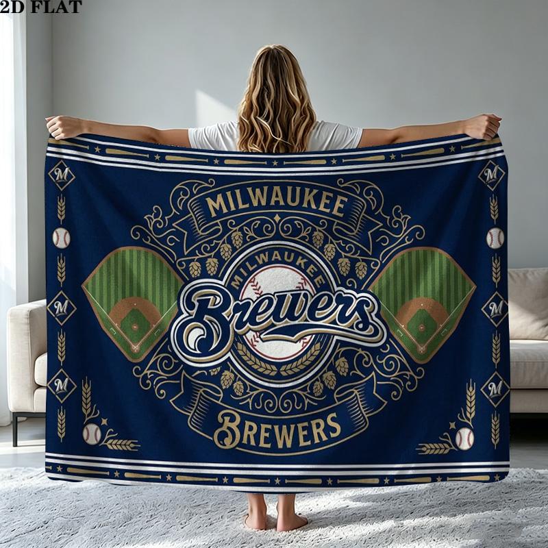 Milwaukee Brewers Print Flannel Blanket High Quality Warm Comfortable Cover for All Seasons Perfect for Gifts Home Decor