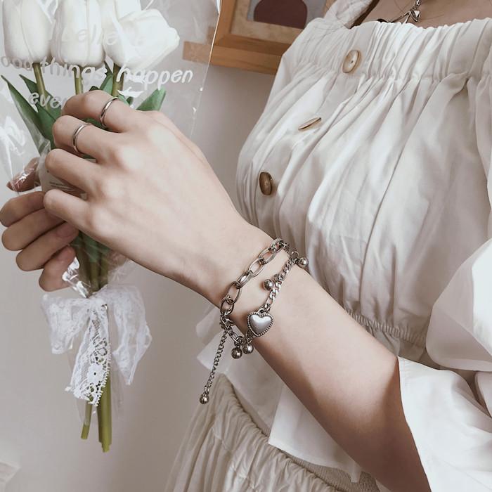 5Pcs/ Set Bohemia Minimalism Multilayer Love Heart Hollow Out Open Mouth Bracelet Set for Women Metal Chain Bangle Zircon Gifts