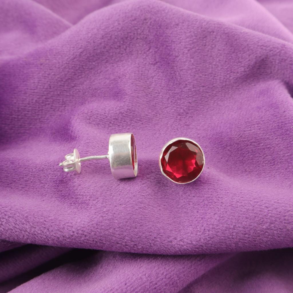Natural Pink Rubellite Sterling Silver Unique Boho Stud Post Earrings Jewelry EE-150-4