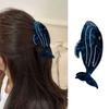 Stylish Acetate Hair Claw Clip Ocean Theme Hair Barrette Feature Marine Life Theme White Blue Ponytail Holder