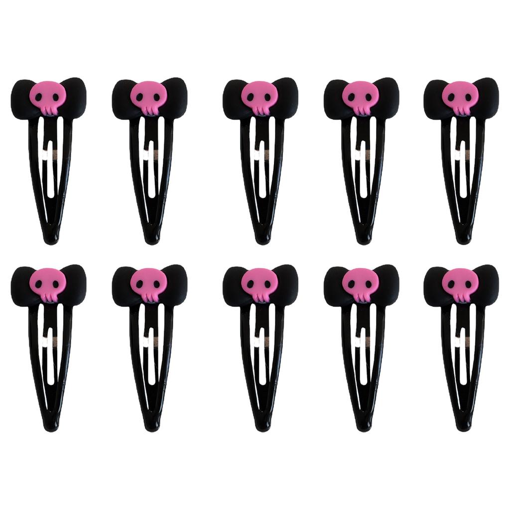 1/5/10pcs Cartoon Hair Clips For Women Gothic Style Pink Skull Bow BB Clip 2025 Halloween Party Decoration Clip Hair Accessories