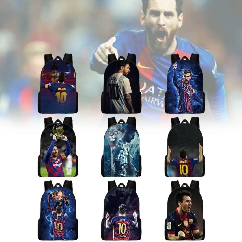 2024 New Mbappe Messi Ronaldo Neymar Football Print Backpack Lunch Bag Pencil Case Set Durable Polyester Cute Geometric Design