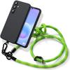 Coque Pour Samsung Galaxy A57 5G, Silicone Souple Anti-Rayures Noir Avec Cordon Robuste Vert