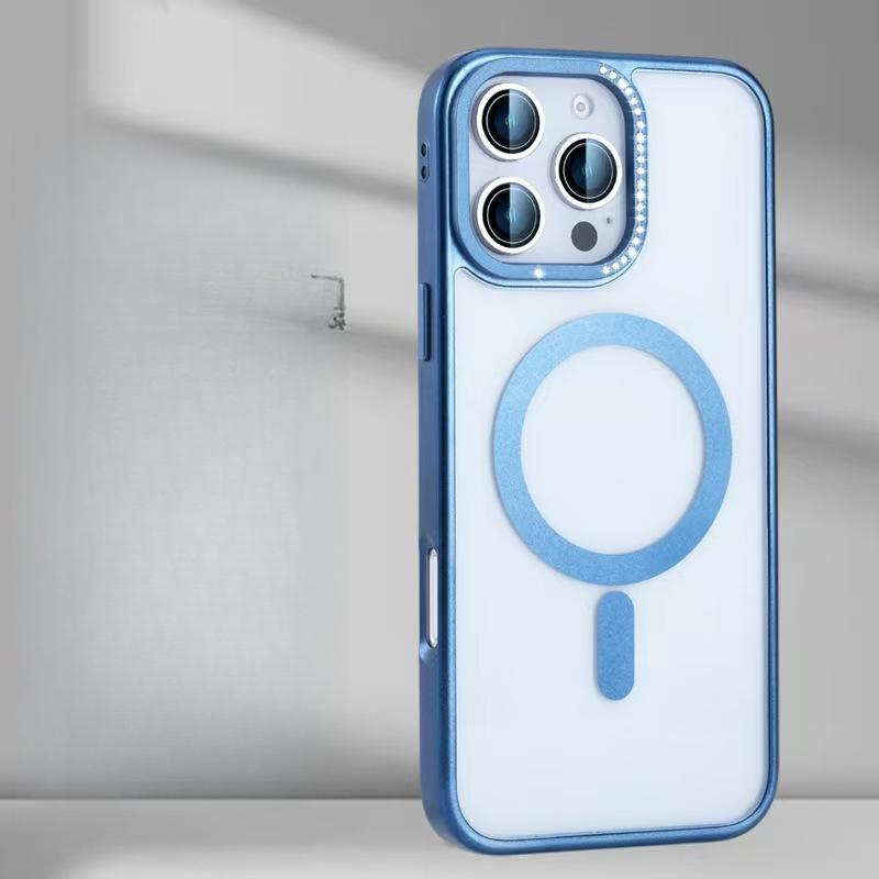 

Подходит для Apple 16proMax Чехол для телефона с сильной магнитной адсорбцией Прозрачный iPhone 15 Независимая кнопка 14 Противоударный защитный чехол iPhone11proMax синий