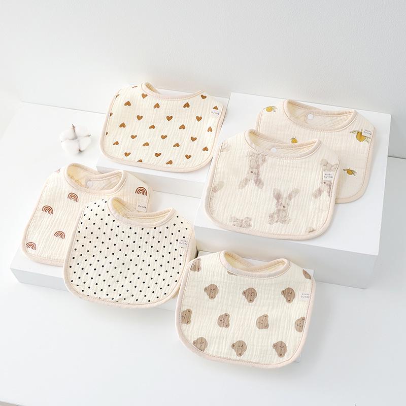 6-Layer U-Shaped Cartoon Cotton Gauze Baby Bibs