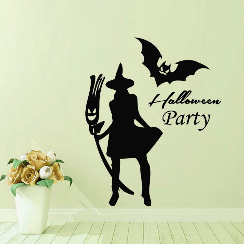 Halloween Witch Bat Room Decorative Wallpaper Removable Creative Wall Sticker