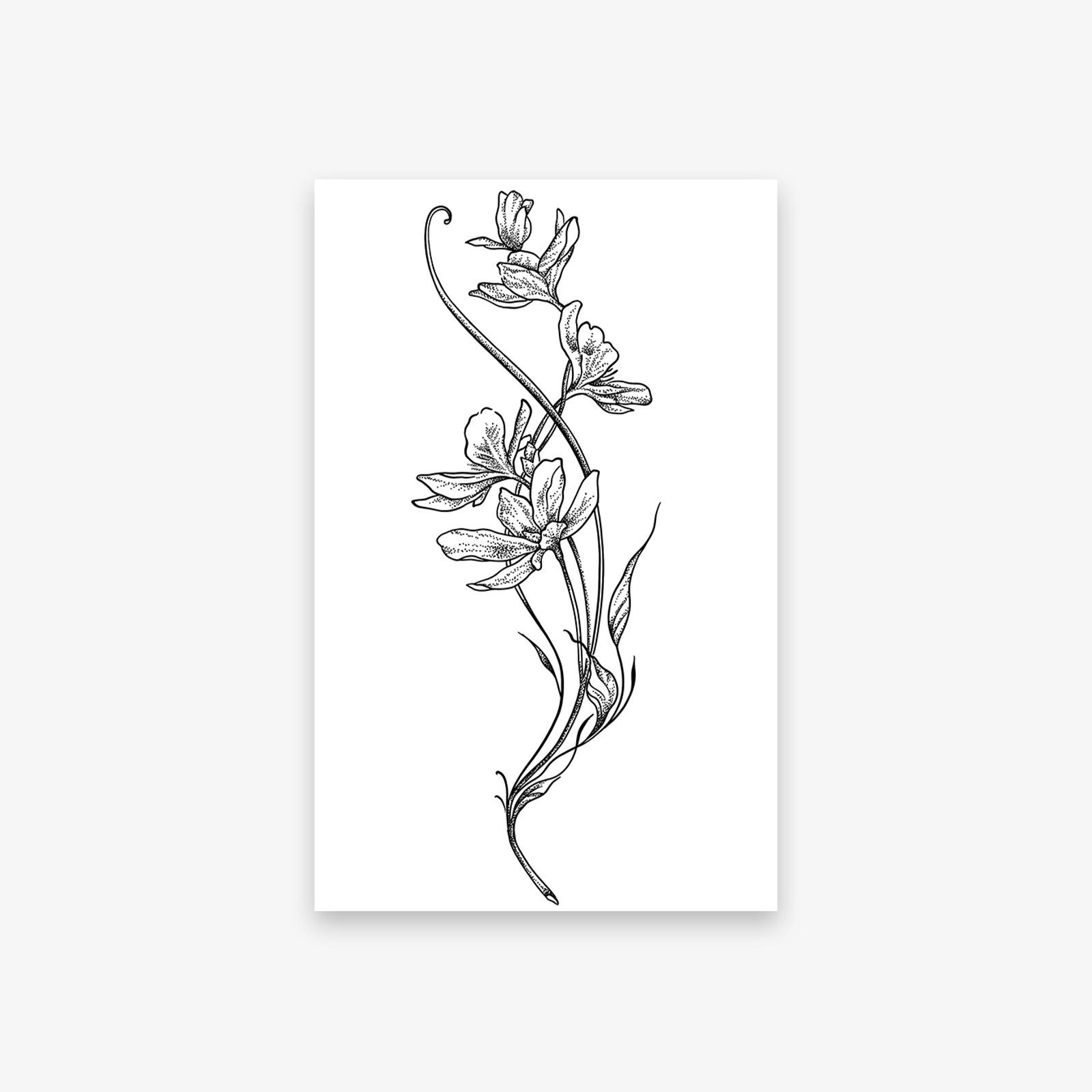 

Tattoo Sticker Arm Flower High Sense Personality Simple Tattoo Sticker Waterproof Lasting Non-Reflective 12*19