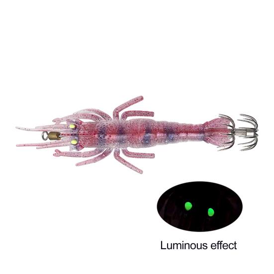 Soft Fishing Lure Shrimp-shaped Bait Realistic Looking Natural Swimming Posture Luminous Effect Artificial Lure with Sharp Hook