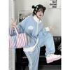 ZYOOFOV Long Sleeve Tracksuit Set with and Front A plus light Women's Stand-Up Collar, Zipper, Embroidery, Opening. subculture-inspired, size, blue,