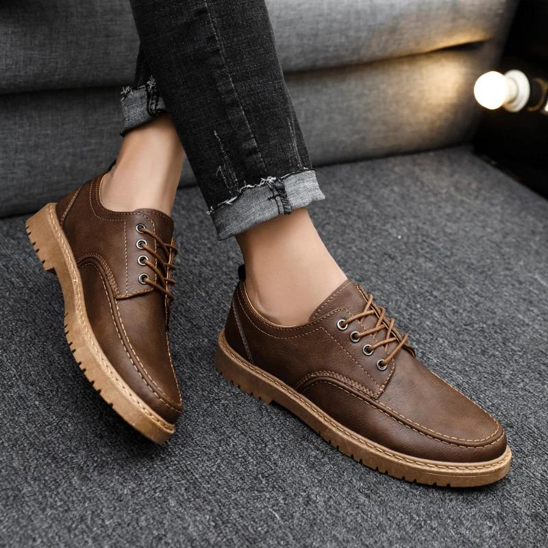 Fashion British Style Men Casual Shoes Quality Comfort Men Leather Shoes Soft Wear-resistant Male Social Dress Shoe Chaussure Hommes 44