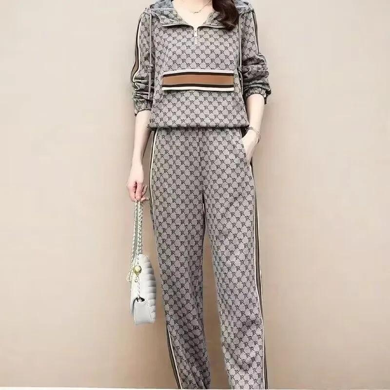 

Женское худи на молнии, повседневный комплект из двух предметов с воротником, модная молодежная спортивная одежда M