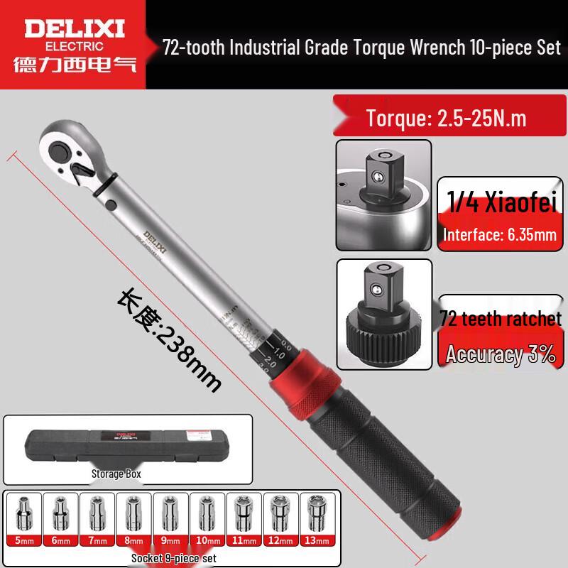 DELIXI ELECTRIC High Precision 72-Tooth Preset Torque Wrench Set