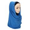 Women's Solid Chiffon Pearl Scarf, Elegant Beaded Hijab Shawl, Muslim Headscarf for Daily/Party