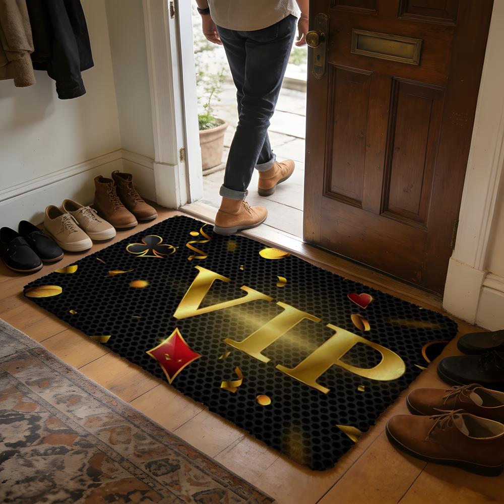 Fashion Spade Floor Mat Soft Flannel Absorbent Mat Non-Slip Rug Home Bedroom Bathroom