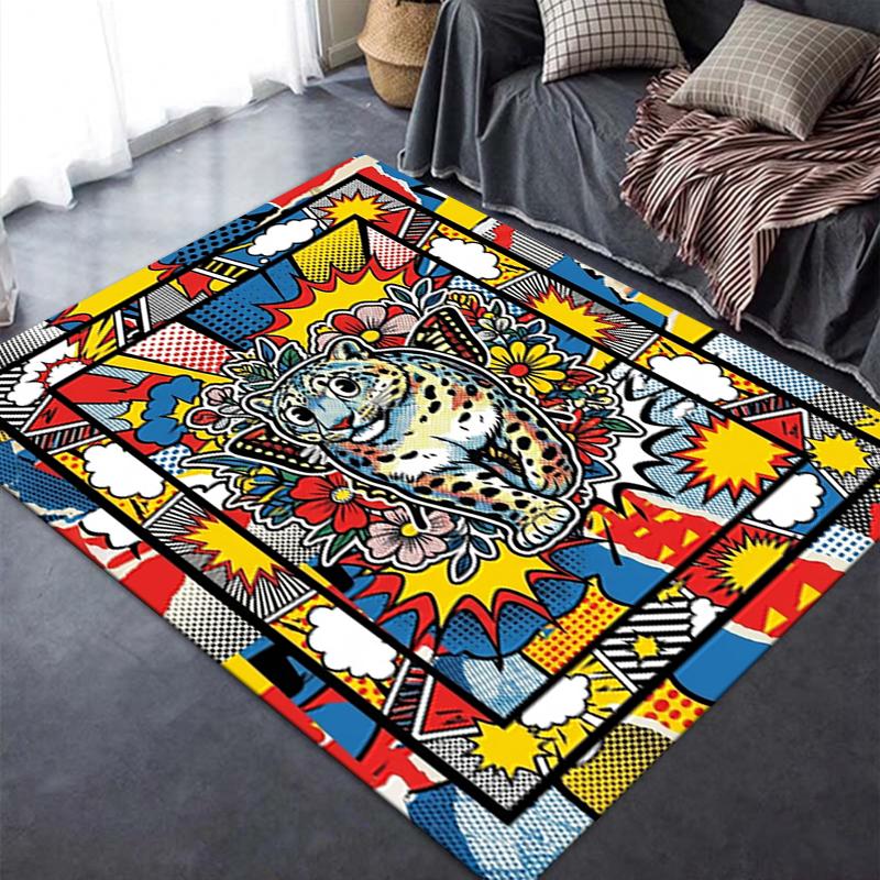 2025 New Snow Leopard Animal Carpet Rug for Living Room Bedroom Home Sofa Decoration,Kids play Non-slip Floor Mat111