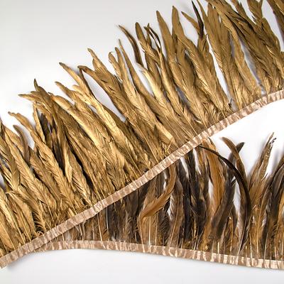 Nastro con Frange di Piume di Gallo Oro Argento 1M per Artigianato, Feste di Matrimonio, Abiti, Decorazioni 25-30cm Piume Naturali