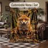 Wolf Fuchs Thema Kuscheldecke Personalisierbarer Name Text Personalisierte Decke Weich Gemütlich für Zuhause Sofa Bett