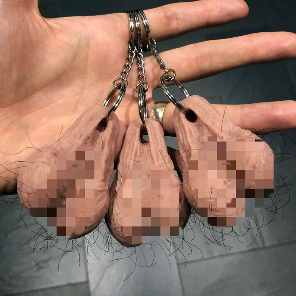 Creative Tricky Egg Keychain Soft Rubber Shy Keyring Ornament Keyring   Novelty