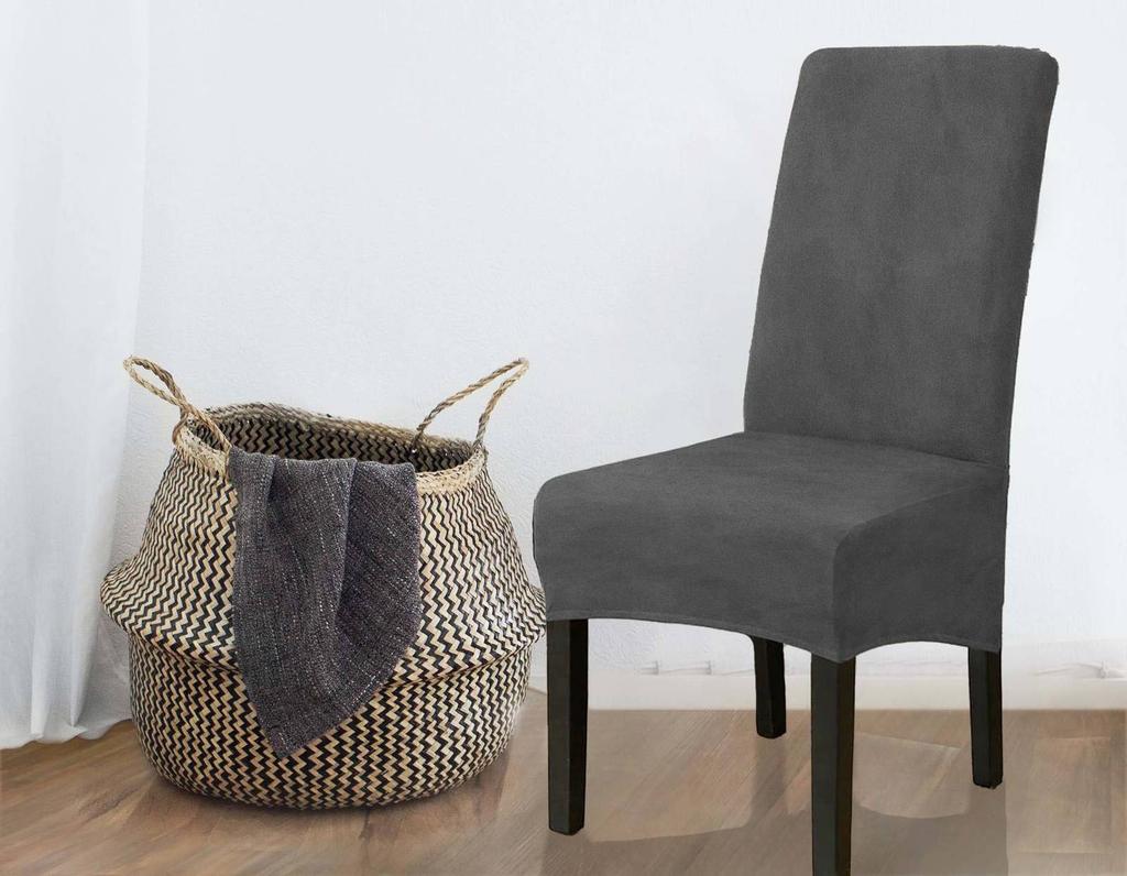 Cover Chair Thick Velvet Dark Gray Size L Large High Backrest 70Cm