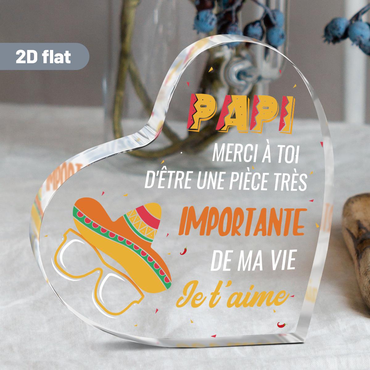

2D Flat Heart-Shaped Acrylic Decorative Plaque with French Tribute - Festive Desk Decoration for Grandfather,Ideal for Graduation,Special Occasions 10*10cm