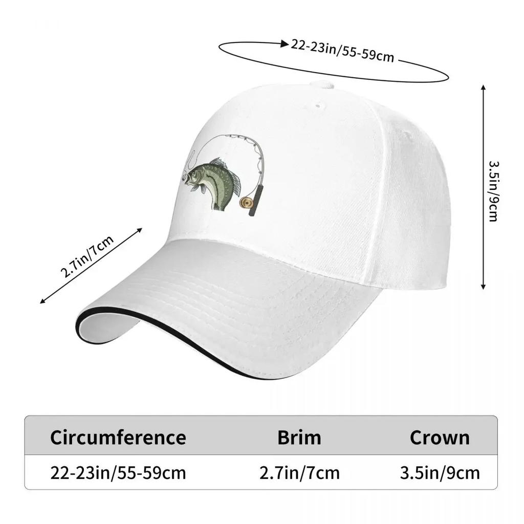 Fish with Rod and Reel Gone FishingCap Baseball Cap Streetwear Rugby Unisex Cap Women's