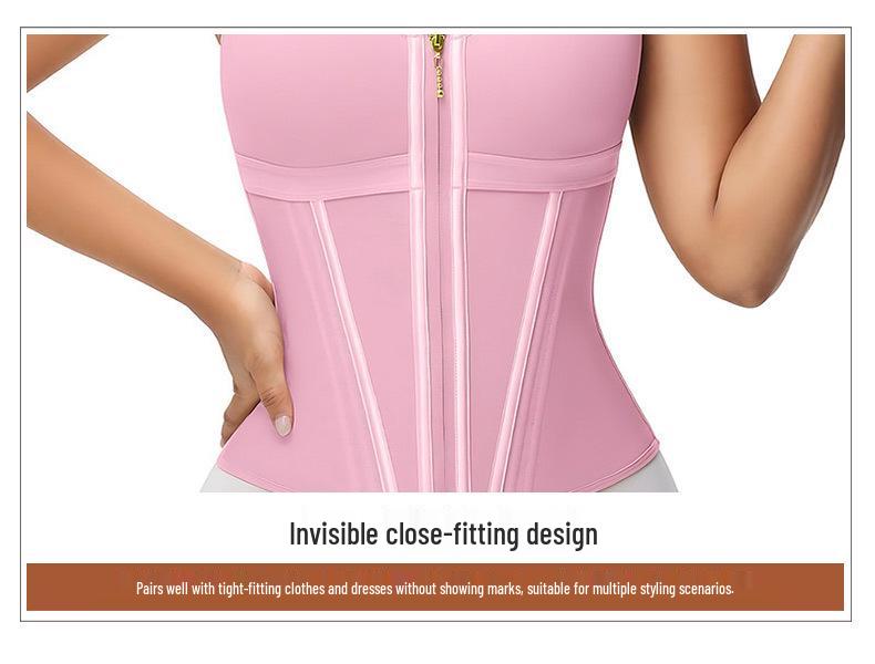 Body Sculpting Slimming Tummy Control Sports Zipper Shapewear for Women - Enhanced Three-Row Buckle Vest