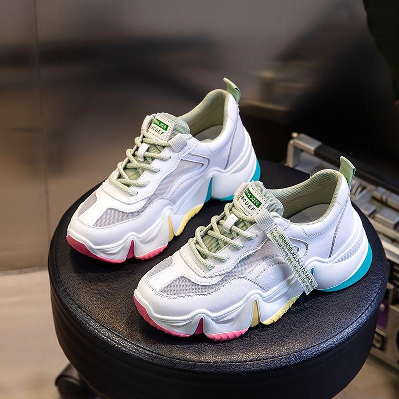 Dad Shoes Girl 2025 New Summer Breathable Casual Sports Versatile Shoes Children's Thick-soled Shallow Leather Women's Shoes Tide