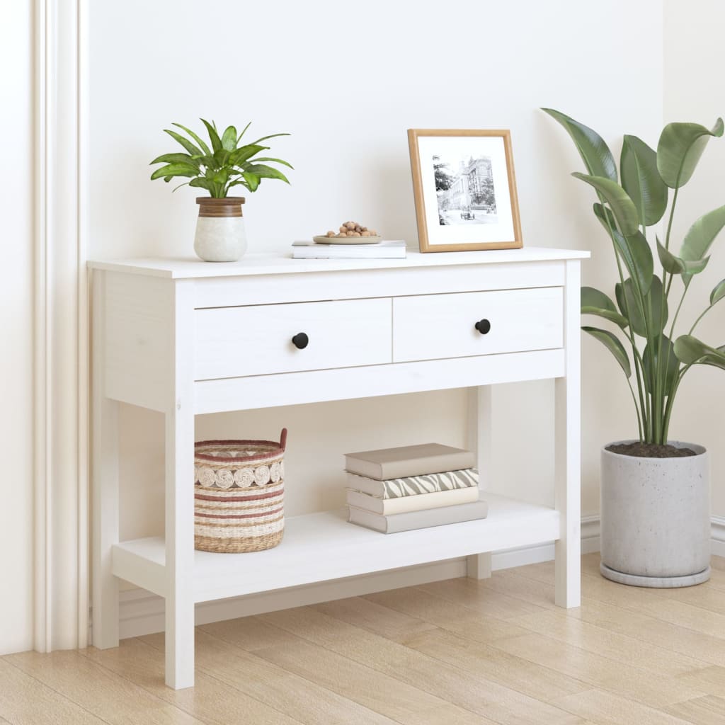 Vidaxl Konsolentisch, Weiß, 100X35X75 Cm, Massives Kiefernholz