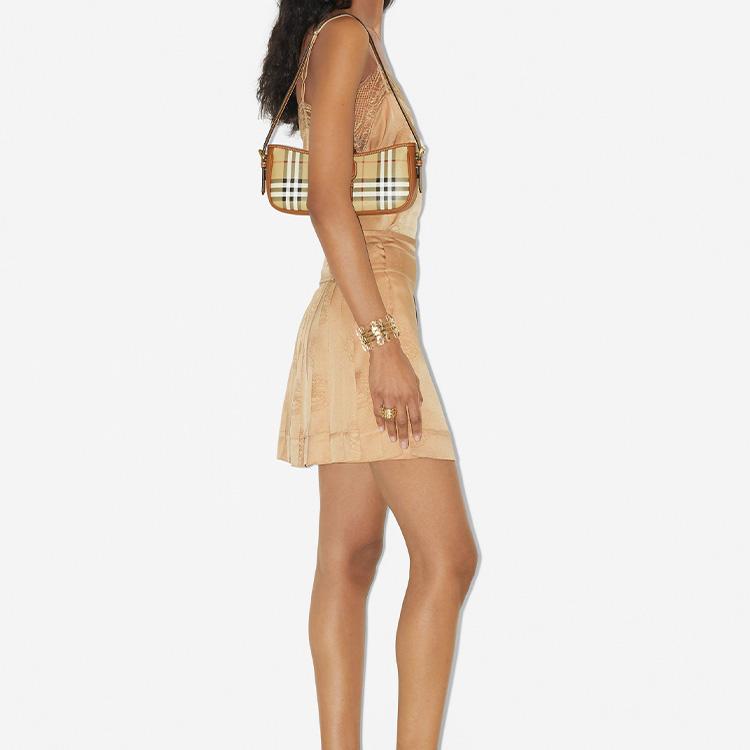 Burberry Sling Adjustable Shoulder Strap Checkered Polyurethane Tote Bag Women Shoulder Bag Classic-Beige Heather-Brown 80705631