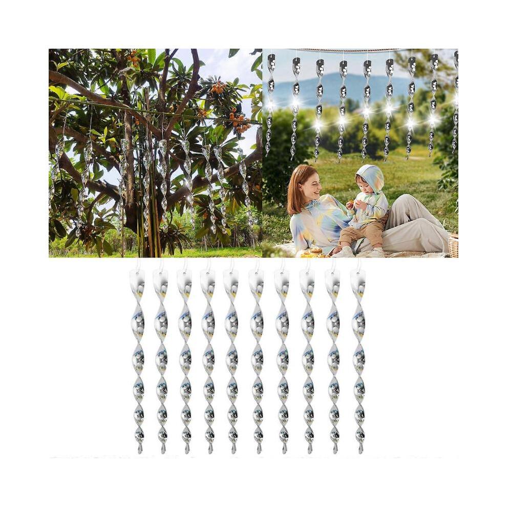 (30cm) Rotating Spinner Helical Bird Repeller Stick Reflective Silver Rod Fit for Outdoor Garden Bird Control Easy Installation 