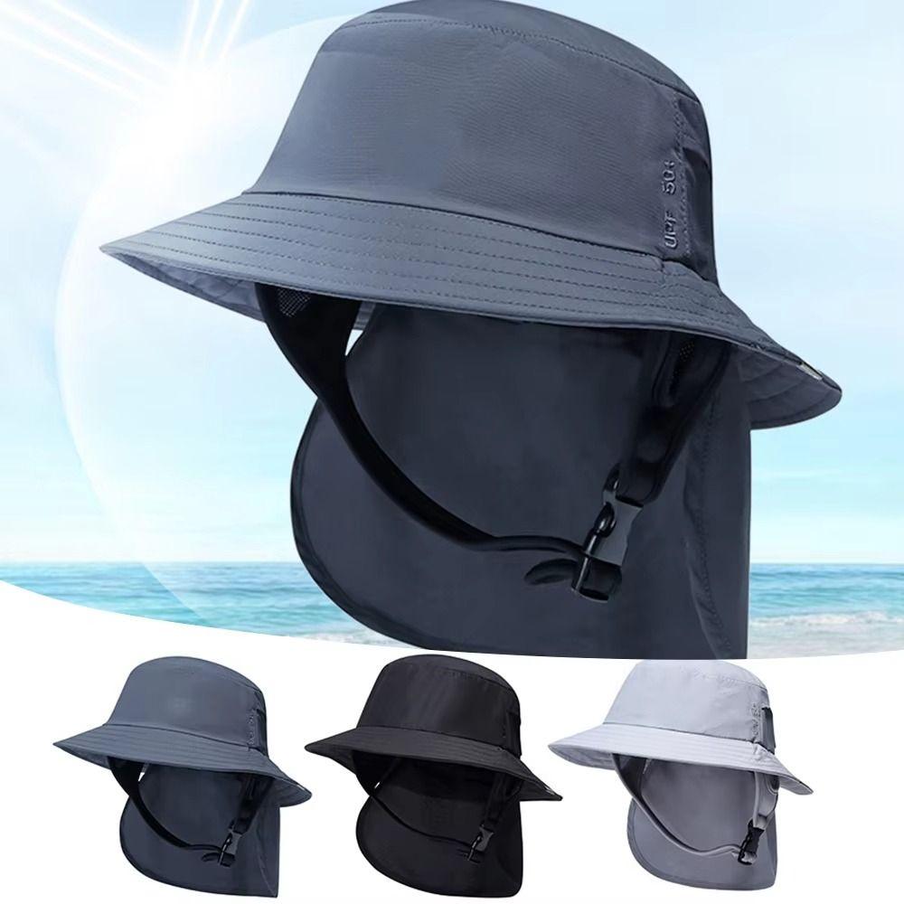 With Chin Strap Surfing Backet Hat Wide-brimmed Fisherman Cap Ladies Sun Hat  Mountaineering