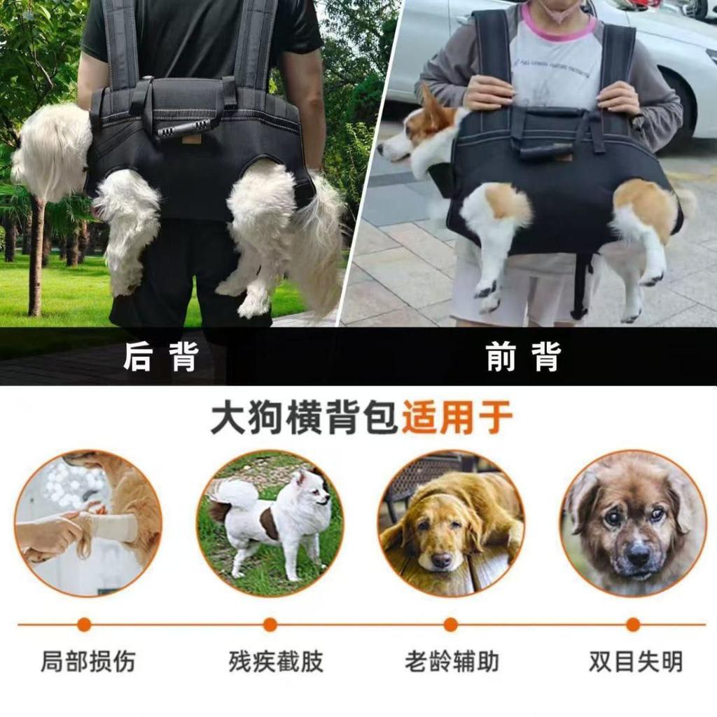 Dog outdoor backpack, double-shoulder and hand-held pet traction backpack, portable with crossbody strap, pet supplies