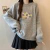 Women's 3D Flower Embroidered Knit Pullover - Soft, Warm, and Stylish for Autumn/Winter
