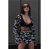 European And American Loose Long Sleeved Women's Printed Casual Commuter Lace Up Pajamas High Waist Shorts Suit