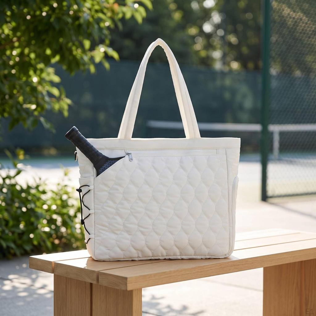 Padded Tennis Tote with Racket Holder | Zippered, Bag, for Gym Black