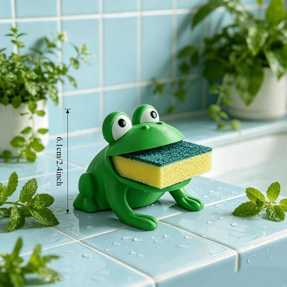 Plastic Sponge Dish Holder Frog Shaped Dish Sponge Organizer Funny Sponge Holder Kitchen
