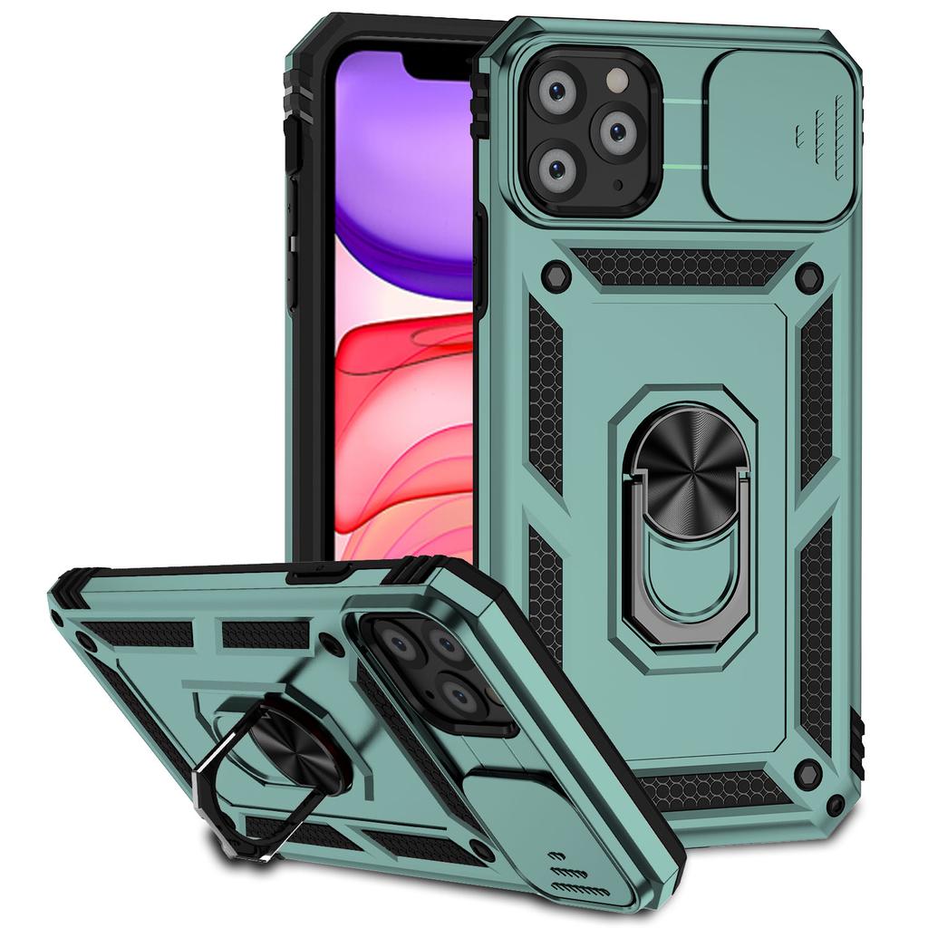 For iPhone 11 Pro Max Case with Camera Slide Protector PC+TPU Kickstand Armour Phone Cover