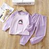 Kids Thermal Underwear Set Boys Girls De Rong Raglan Sleeve Pajamas Warm Home Wear Long Johns Autumn Winter Sleepwear