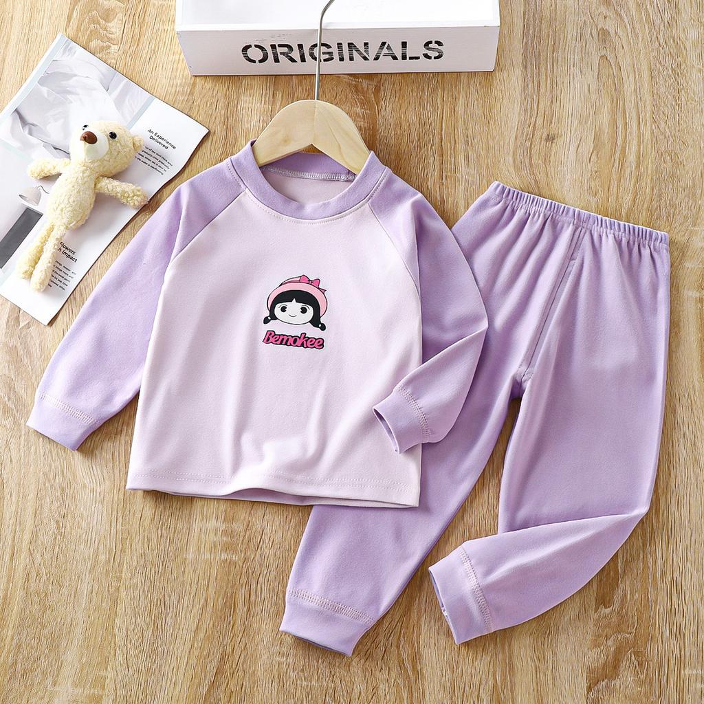 Kids Thermal Underwear Set Boys Girls De Rong Raglan Sleeve Pajamas Warm Home Wear Long Johns Autumn Winter Sleepwear