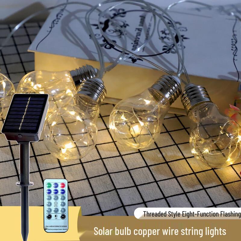 XuanYong Solar Warm White Threaded Bulb String Lights with Remote